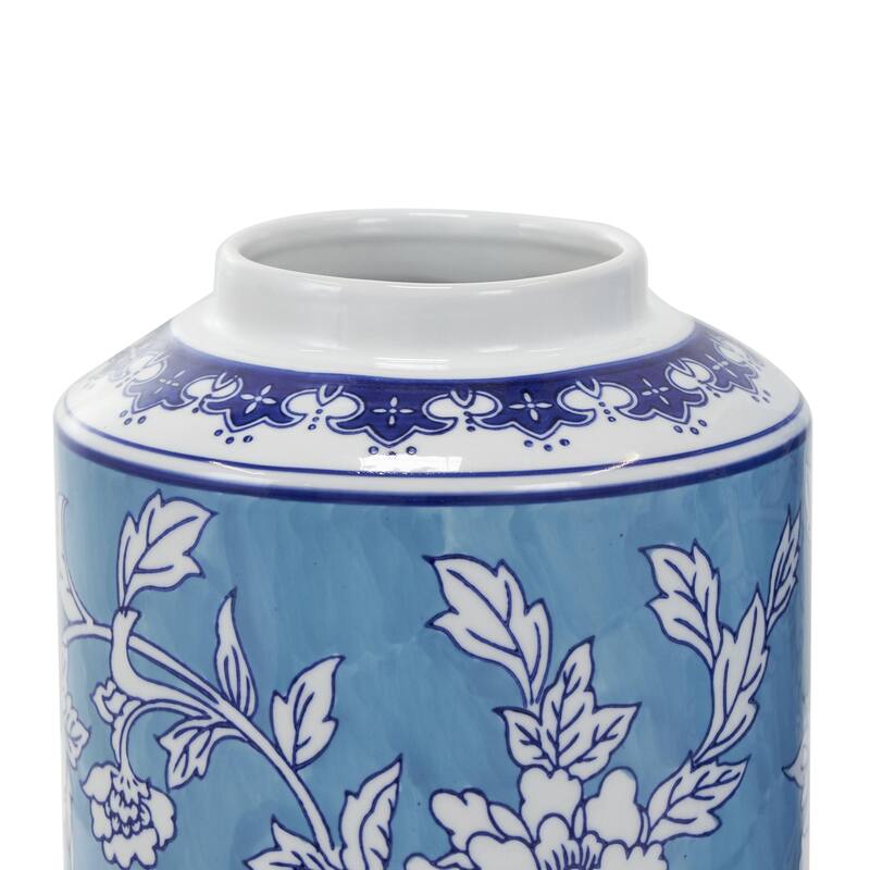 Ceramic Geometric or Floral Living Room Decorative Jars - Set of 2 White, Gold, Silver, Black, Blue - Roche River Decor