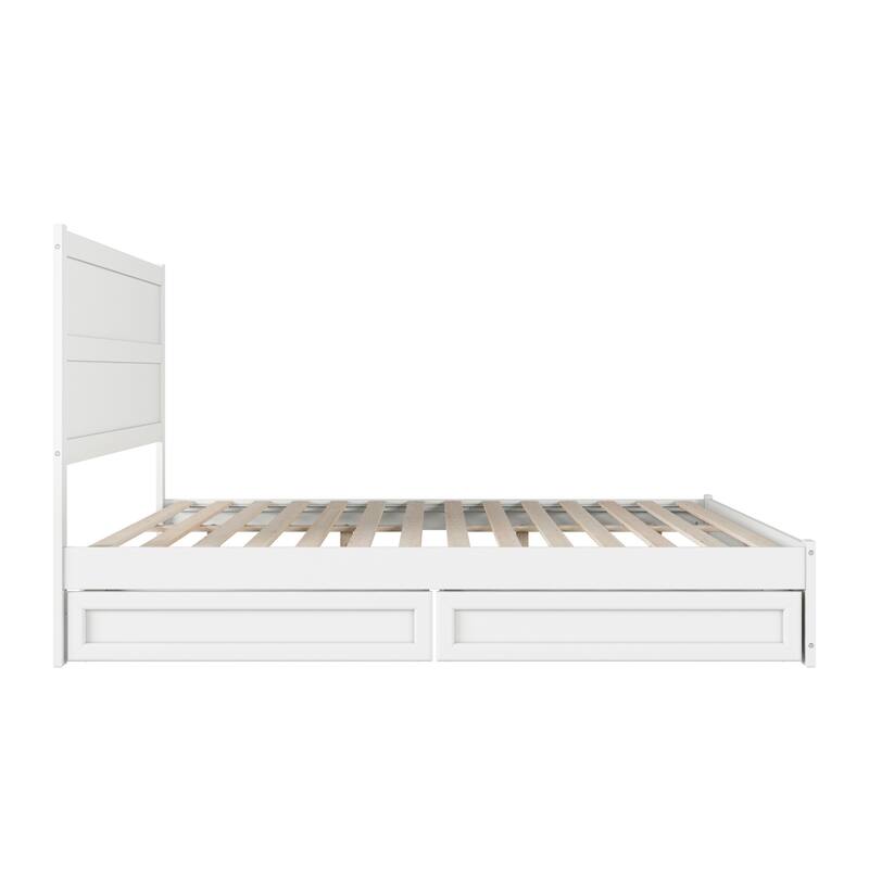 Aveline Wood Platform Bed with Matching Footboard & Storage Drawers