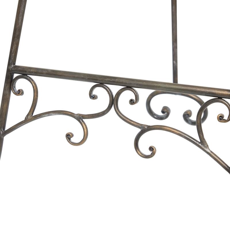 Bronze Metal Adjustable 2 Tier Scroll Display Easel with Chain Support