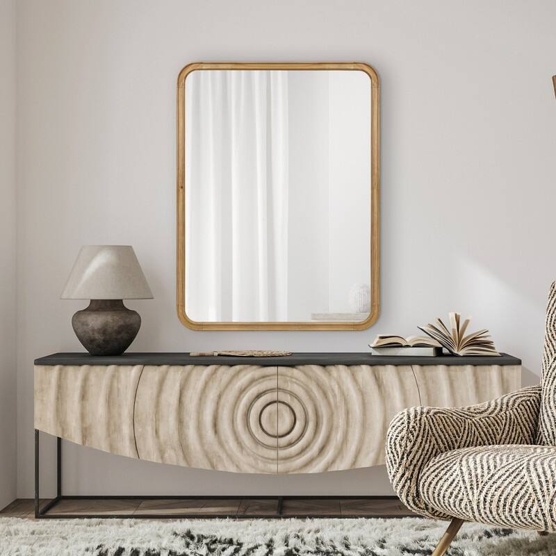 Pine Wooden Framed Standard Farmhouse Style Rectangle Wall Mirror