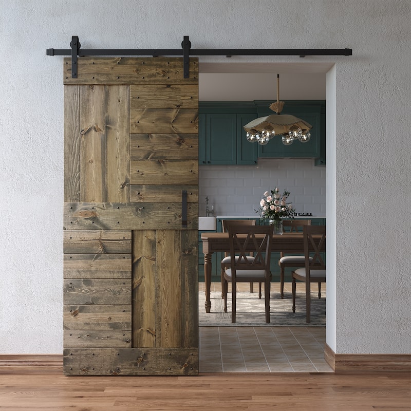 Coast Sequoia 36in x 84in S Series Pine Wood Sliding Barn Door With Hardware Kit
