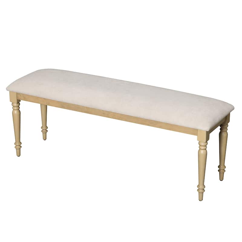 Farmhouse Dining Bench, Padded End of Bed Benches with Solid Wood Leg