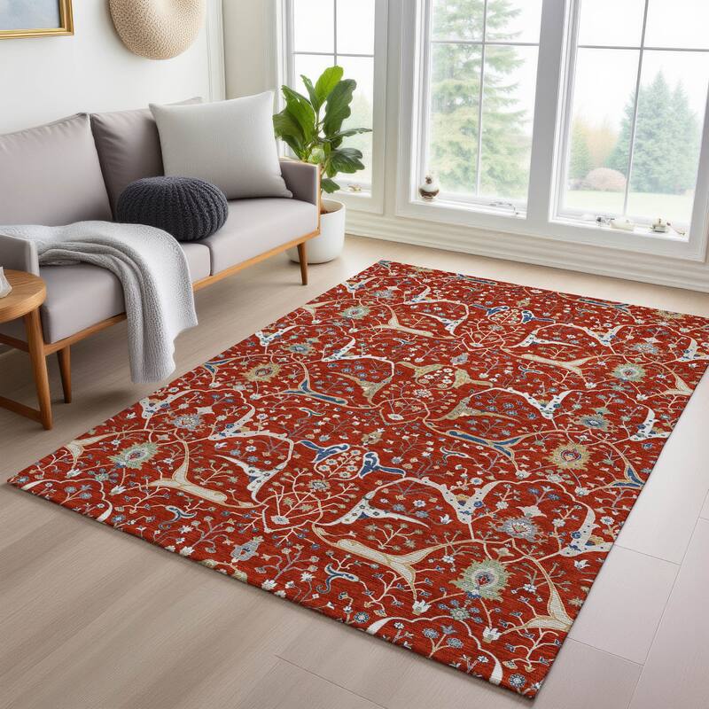 Machine Washable Indoor/ Outdoor Traditional Persian Chantille Rug
