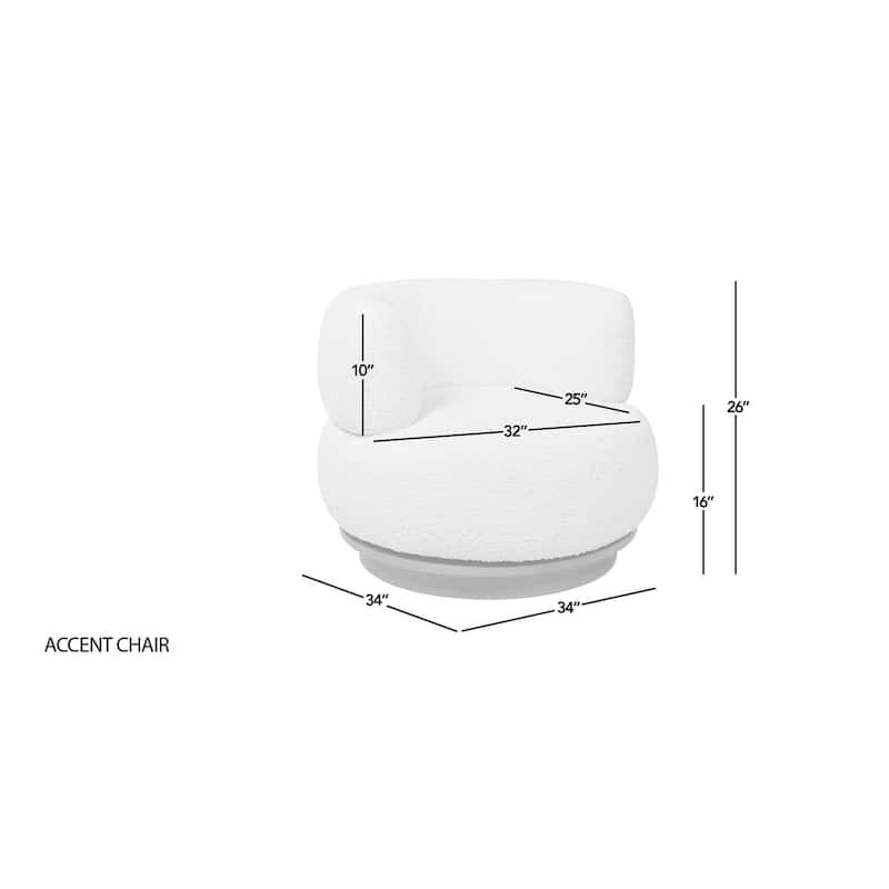 Fuji 34" Mid-Century Modern Boucle Faux Sherpa Swivel Accent Chair