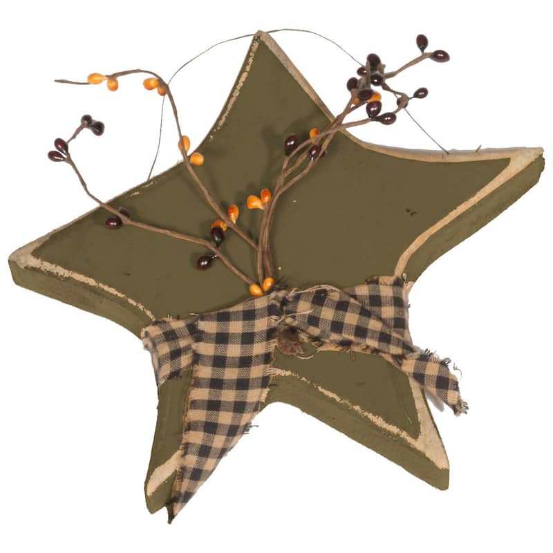 Farmhouse Small Star with Berries - Olive Green