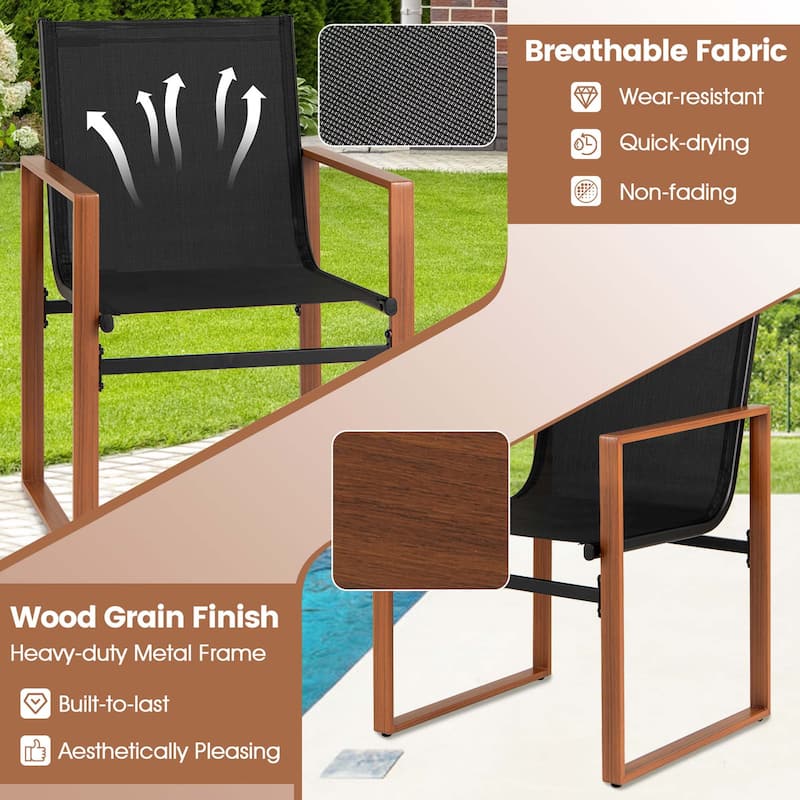 Gymax 2 PCS Outdoor Dining Chairs Patio Furniture Chair w/ Breathable