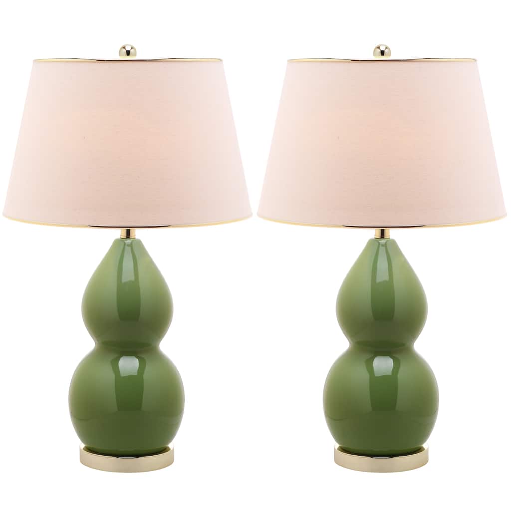 SAFAVIEH Lighting 26-inch Zoey Double Gourd Green Table Lamp (Set of 2)