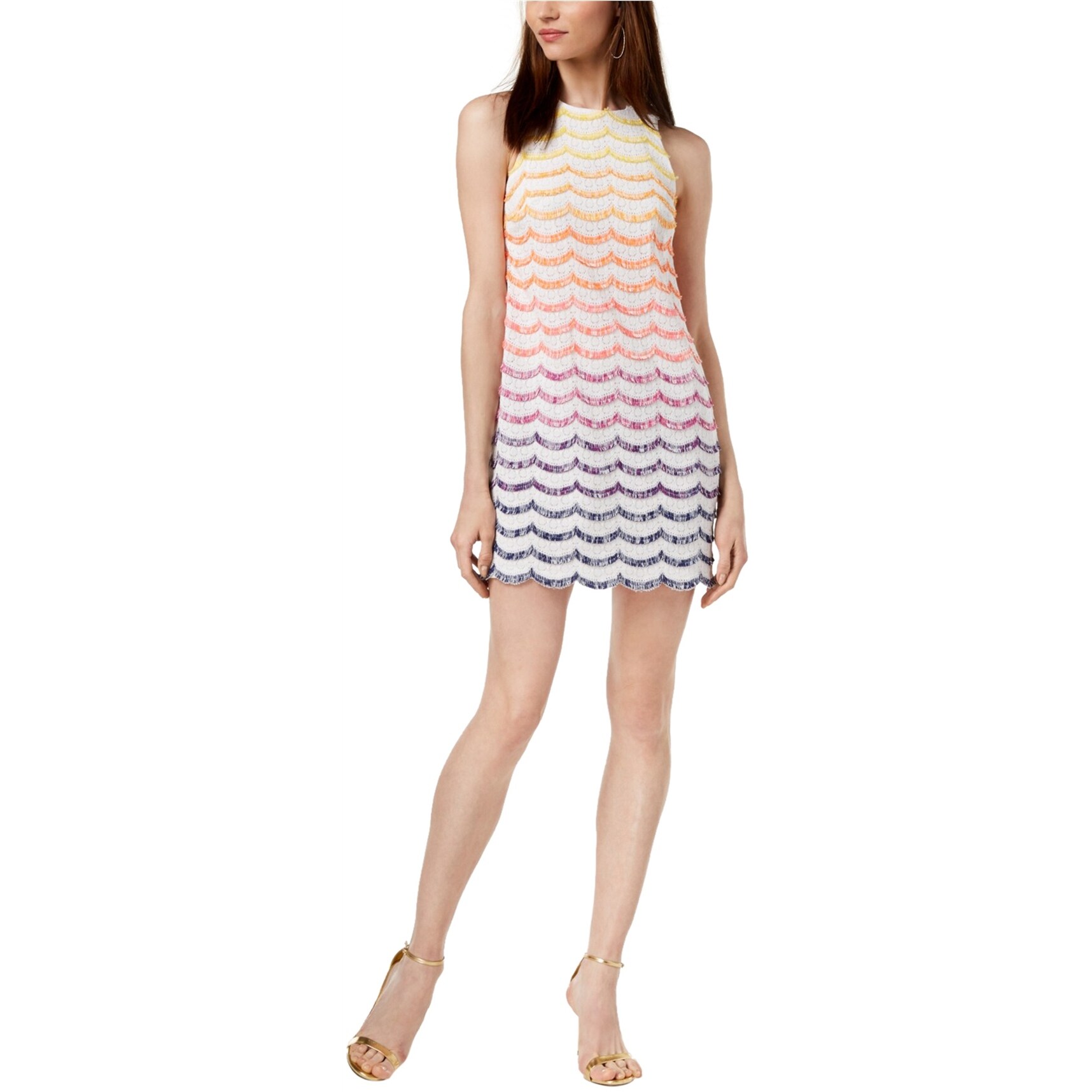 scalloped shift dress