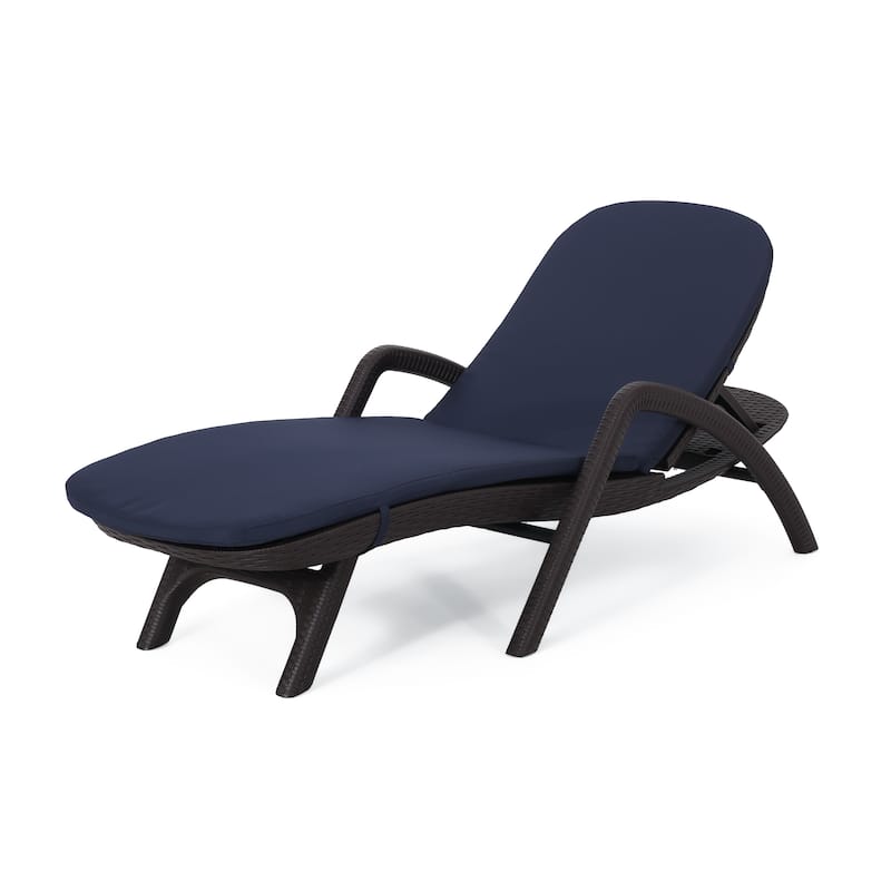 Outdoor Chaise Lounge Chair with Cushion, Adjustable Backrest Recliner Sun Lounger