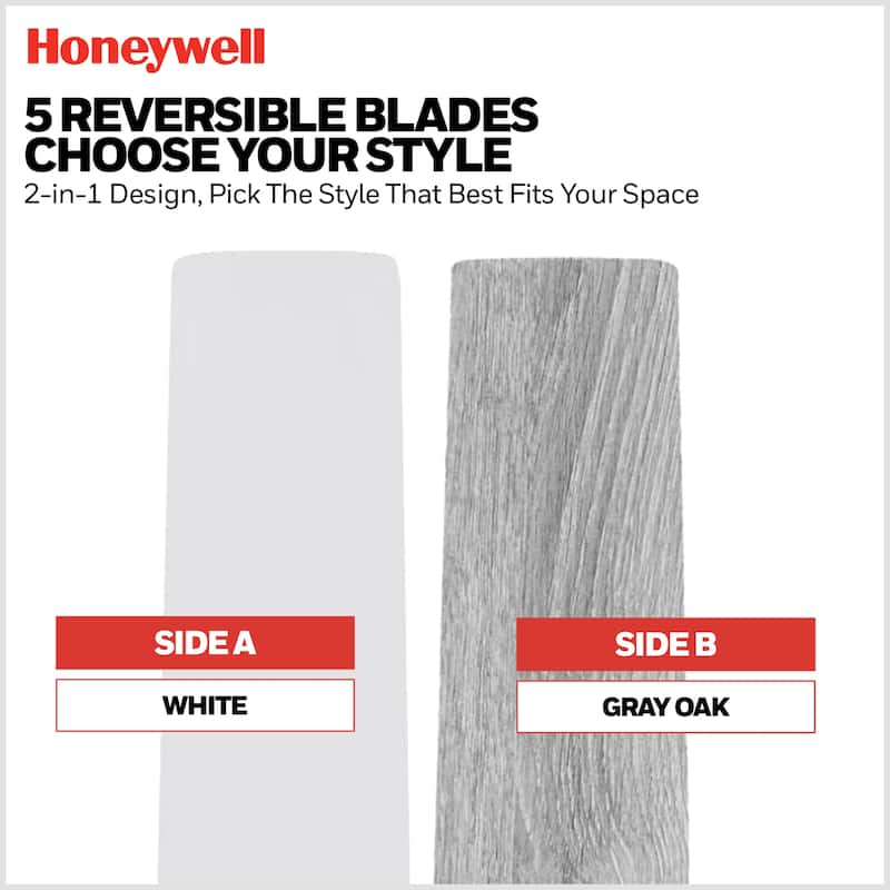 60" Honeywell Graceshire White Indoor Ceiling Fan with LED Light and Remote Control, 6-Speed BLDC Motor