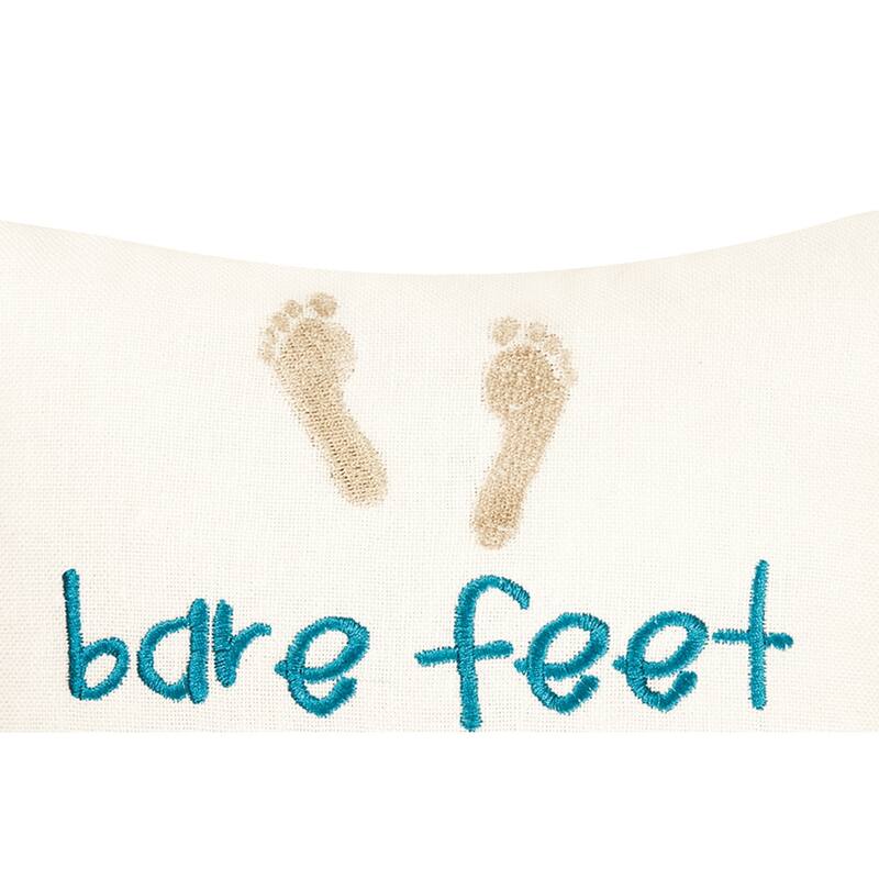 10" x 10" Bare Feet/Flip Flops Embroidered Throw Pillow