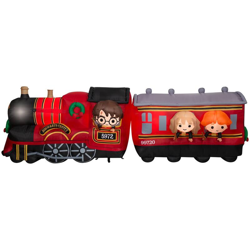 Gemmy Christmas Airblown Inflatable Hogwarts Express w/LEDs Scene WB, 4 ft Tall, Multi