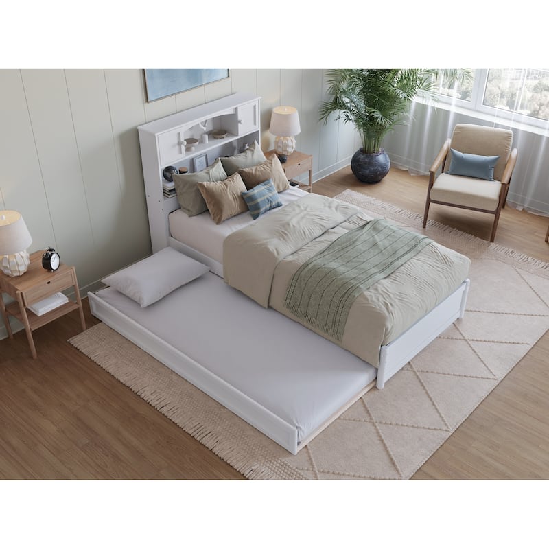 Hadley Platform Bed with Panel Footboard and Twin XL Trundle