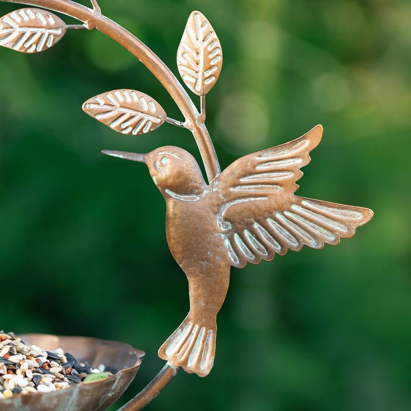 Glitzhome 25"H Faux Copper Patina Finish Hummingbird Birdfeeder