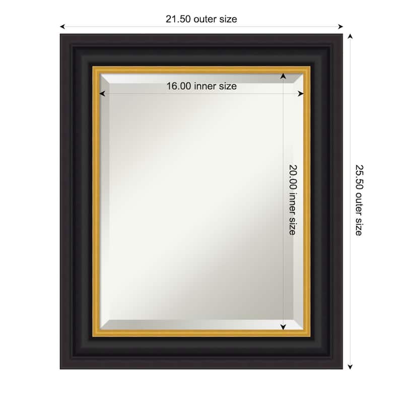 Sierra Beveled Wood Framed Bathroom Vanity Wall Mirror - 22 x 26 in - Sierra Black Brown