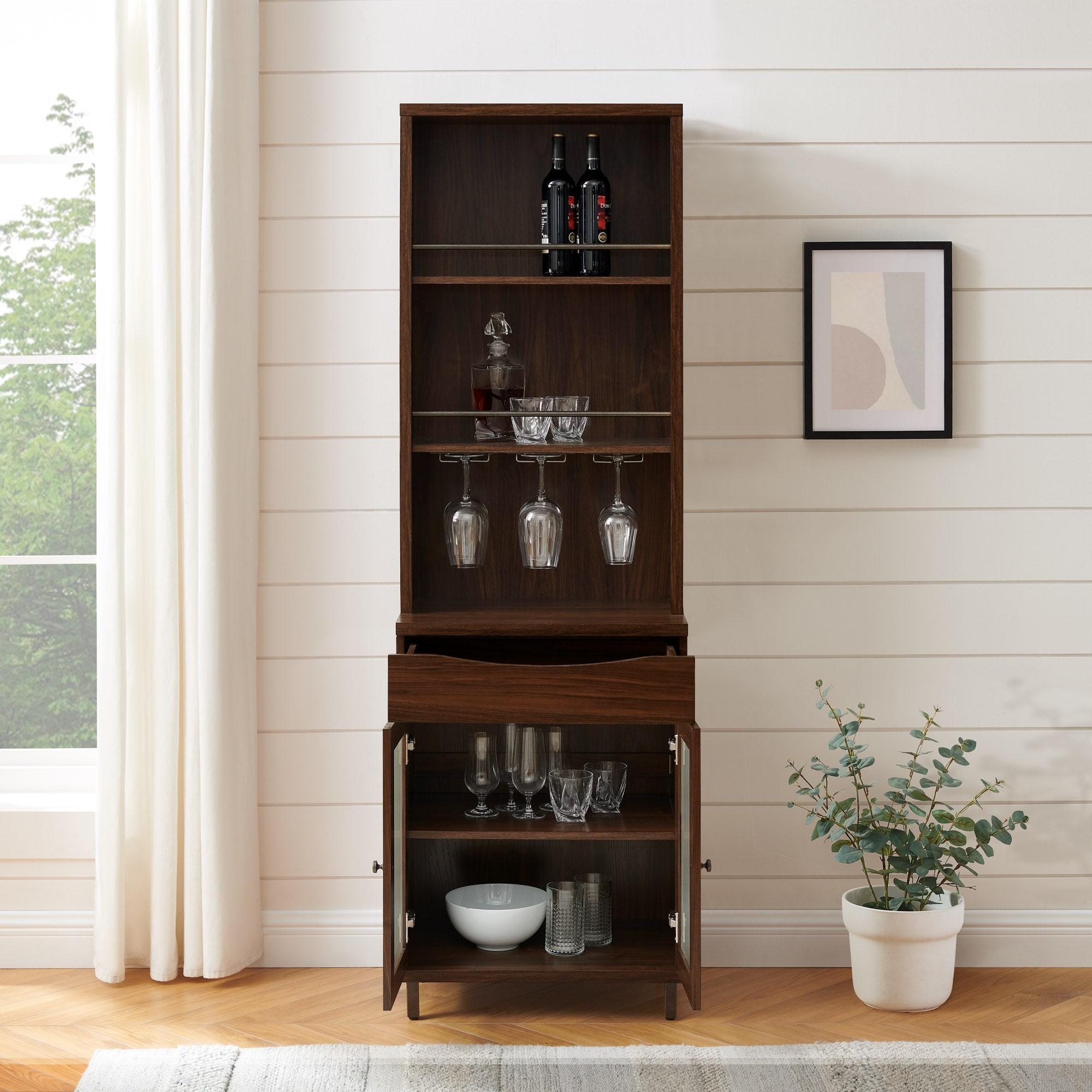  Bush Business Furniture Studio C Corner Bar Cabinet with  Shelves, 48W, White : Home & Kitchen