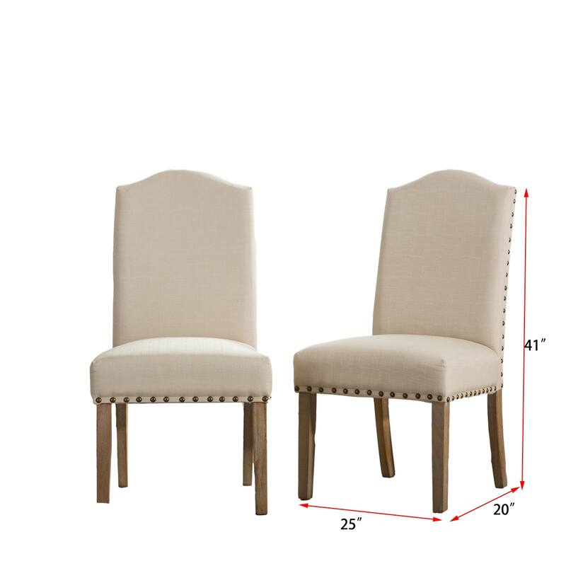 Mod Urban Style Solid Wood Nailhead Fabric Padded Parson Chair,2 PCS