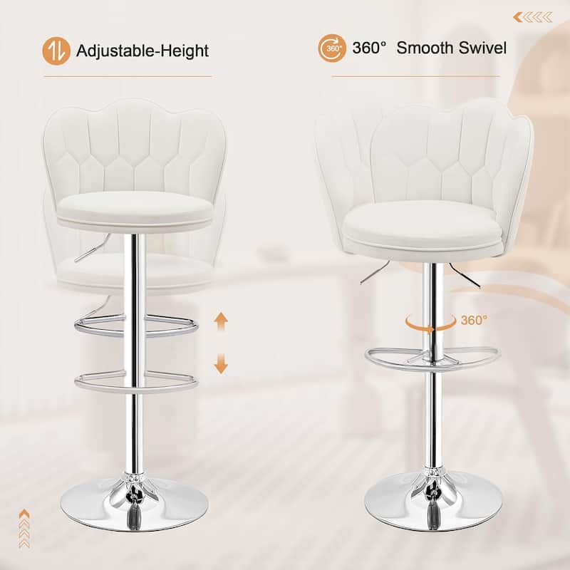 VECELO Set of 4 Barstools, Adjustable Bar Stools with Back, Velvet Armless Kitchen Stool