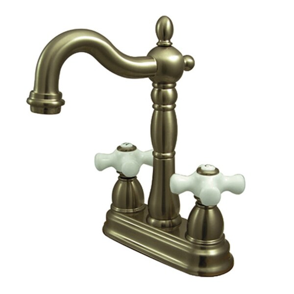 Kingston Brass KB149.PX Heritage Centerset Bar Faucet with Porcelain Cross Handles