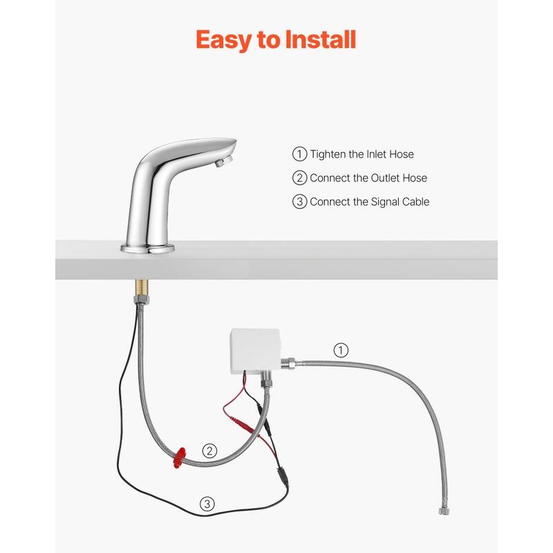 Silver Chrome Plated Touchless Bathroom Faucet with Infrared Sensor and Easy Installation - 6.3 x 1.8 x 5.7 in