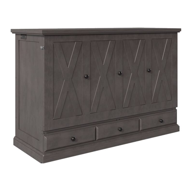 Wood Murphy Bed Chest Cube Cabinet Bed