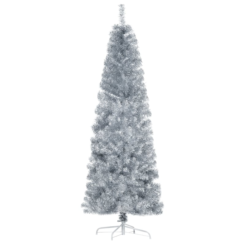 HOMCOM 6' Metallic Silver Christmas Tree with Stand