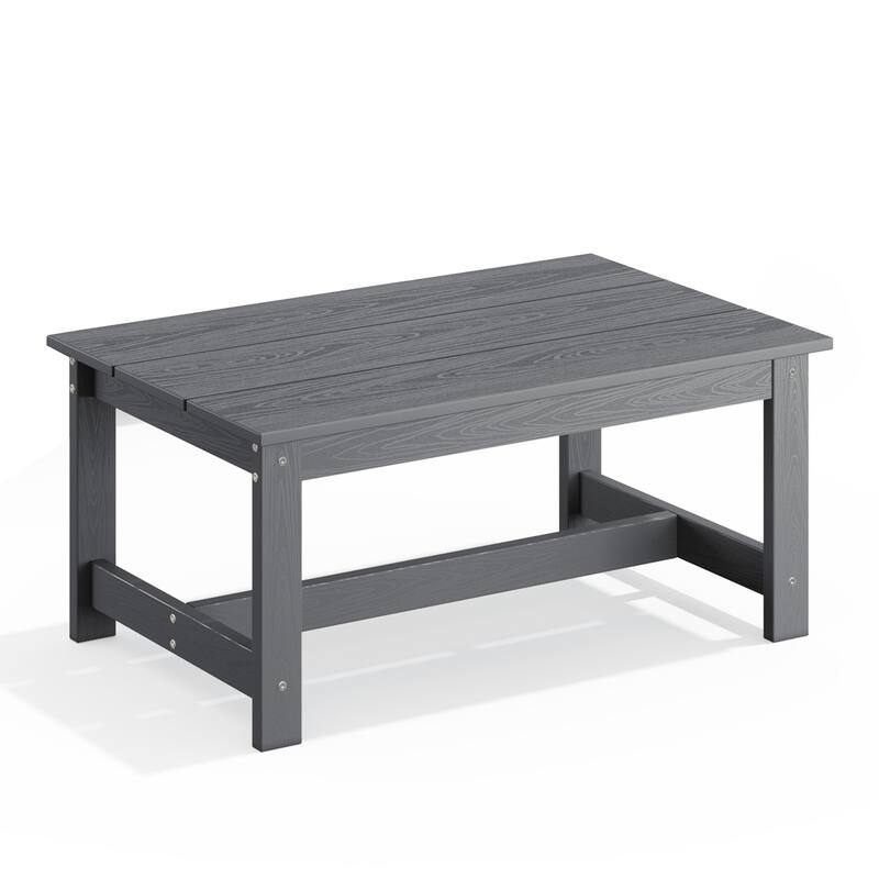 Outdoor Patio Widened HDPE Water Resistant Coffee Table - Charcoal