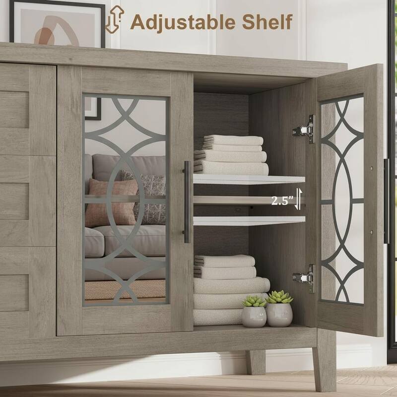 Farmhouse TV Stand, 2 Storage Door & 3 Drawer