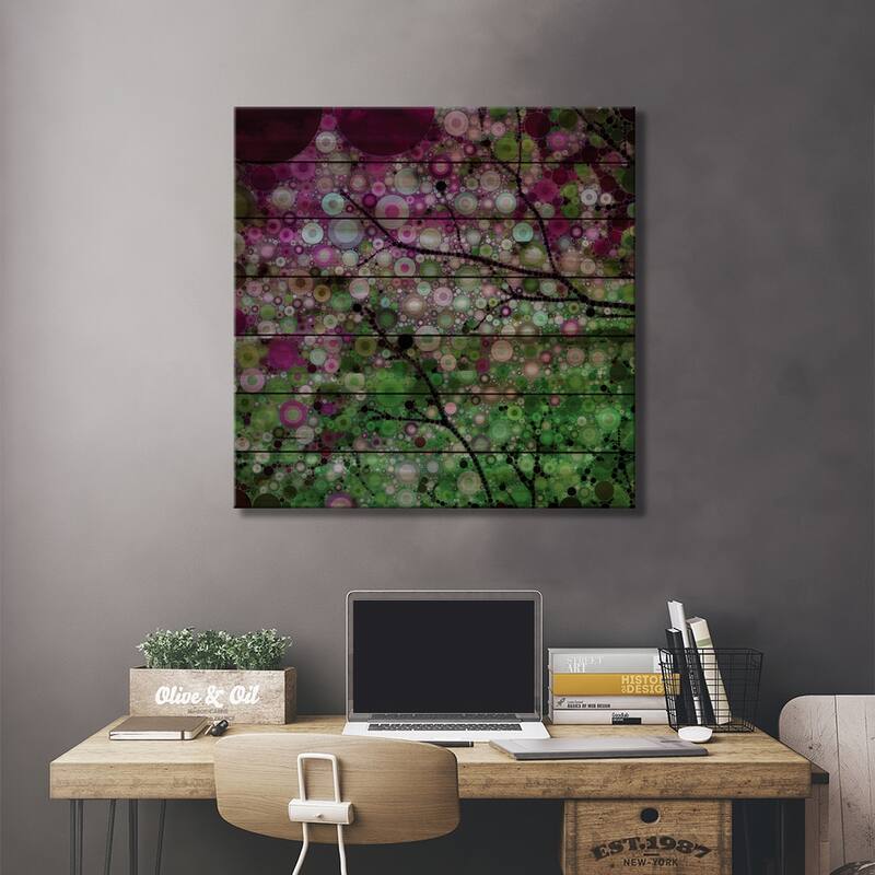 Positive Energy Purple Print On Wood by Olivia Joy StClaire - Multi-Color
