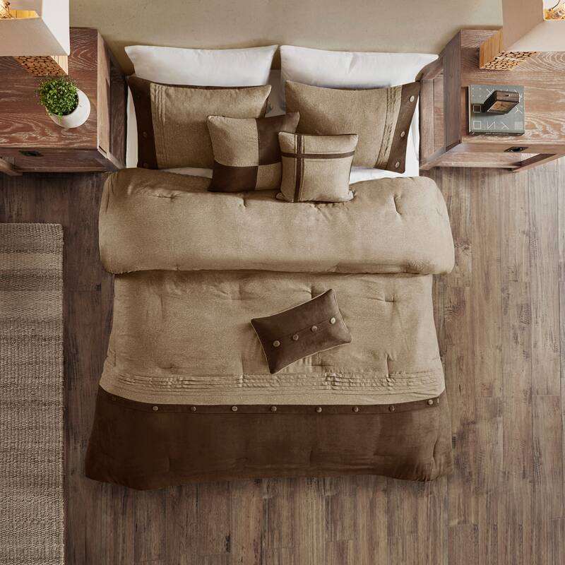 GDF Studio - Faux Suede Lodge Comforter Set with Decorative Pillows