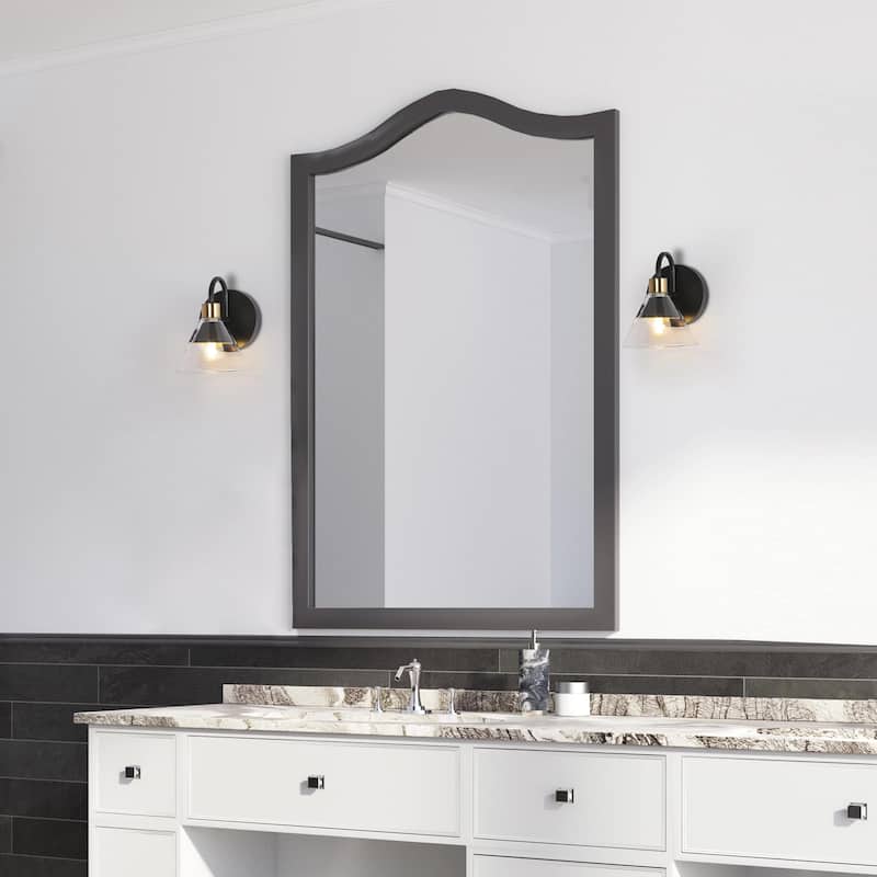 Petia Modern Farmhouse 1-Light Wall Scocnes Glass Bathroom Vanity Lights with Cone Shade - L 5.5" x D 6.7" x H 6.7"