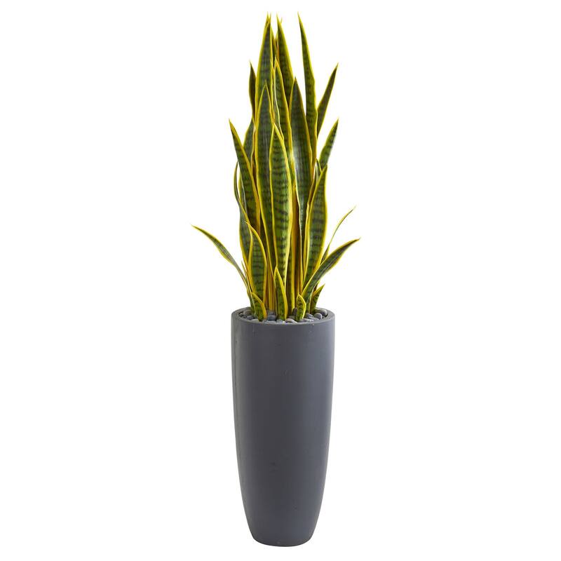 Artificial Plant Tall Urban Oasis 4.5ft Indoor Greenery Gray Planter Home Decor - Green