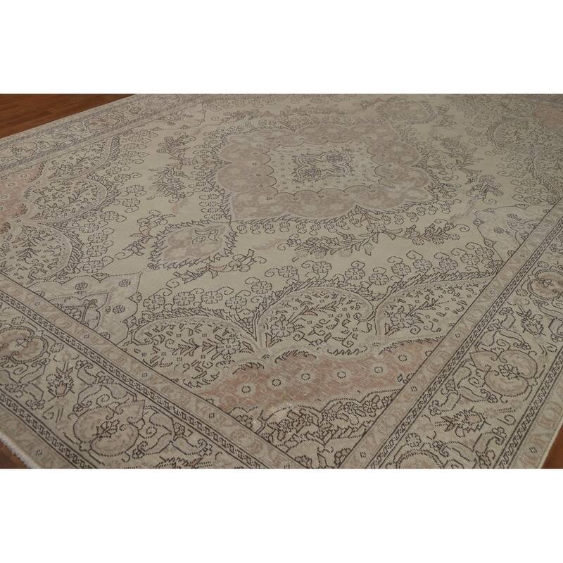 Medallion Tabriz Persian Vintage Area Rug Handmade Wool Carpet - 9'8"x 12'6"