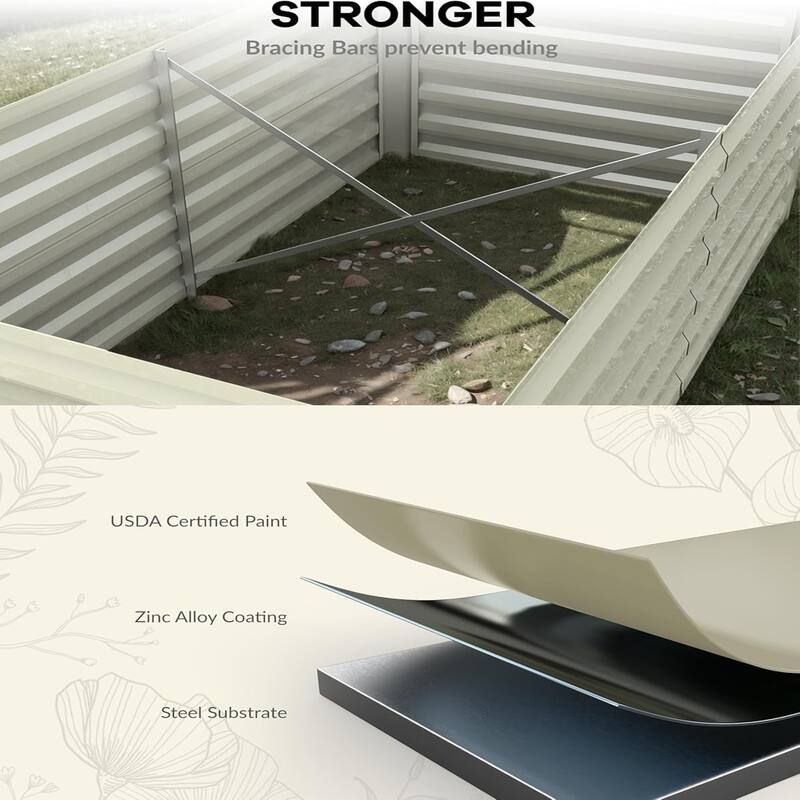 8x4x2FT Raised Garden Bed for Outdoor Gardening - Deep Root Metal Planter Green