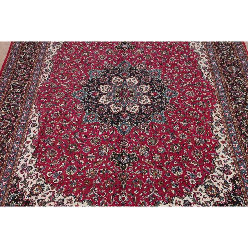 Floral Rose Kashan Turkish Area Rug Machine Made Carpet - 9'8" x 12'10"