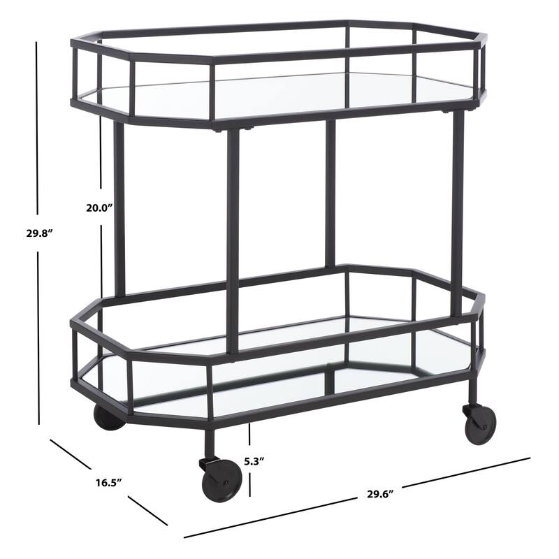 SAFAVIEH Katica 2-Tier Octagon Bar Cart - 29.6" x 16.5" x 29.8" - 30Wx17Dx30H