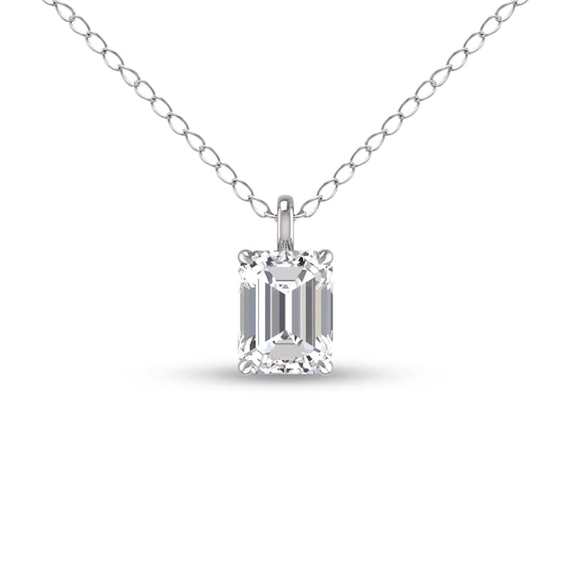 Marquee Lab Grown 1/2 Carat Emerald Solitaire Diamond Pendant in 14K White Gold