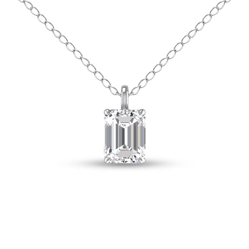 Marquee Lab Grown 1/4 Carat Emerald Solitaire Diamond Pendant in 14K White Gold