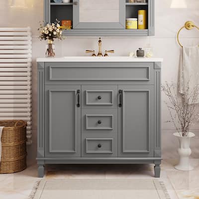 36-Inch Modern Bathroom Vanity with Sink‌ – Soft-Closing Doors & Drawers, Sleek Storage Cabinet Design