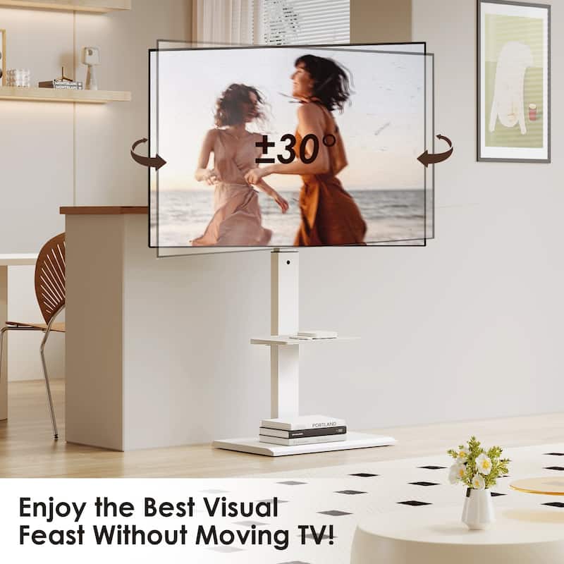 FITUEYES Modern Floor Metal Base TV Stands for 26-65 inch TVs, with One Shelf
