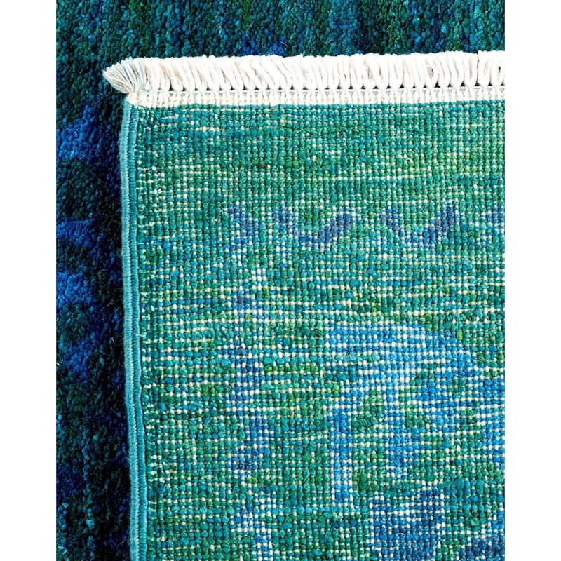 Overton Hand Knotted Wool Vintage Inspired Modern Contemporary Overdyed Blue Area Rug - 5' 3" x 8' 10"