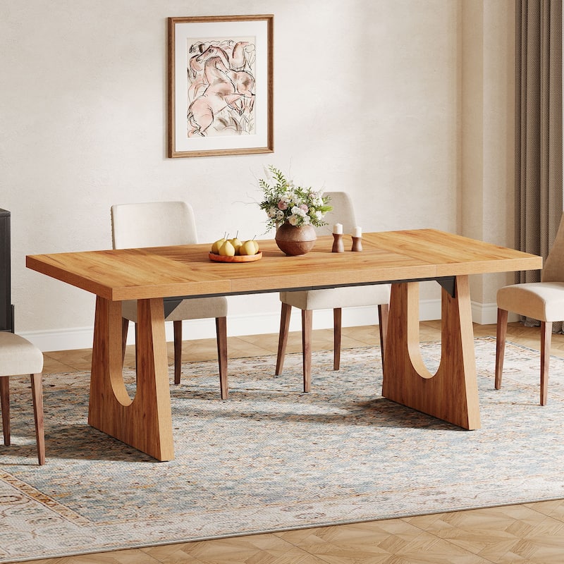 Large Dining Table Wood Oak Rectangular Farmhouse Center Kitchen