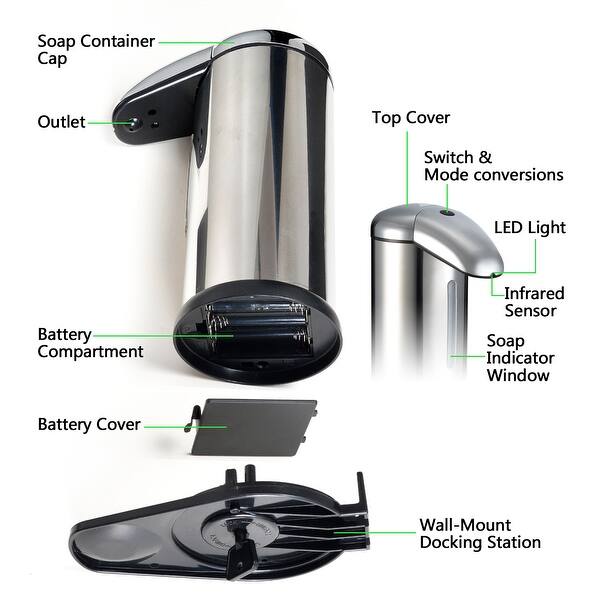 Shop 500ml Automatic Foaming Soap Dispenser Hands Free For Kitchen Bathroom Battery Operated Size Overstock 18800555