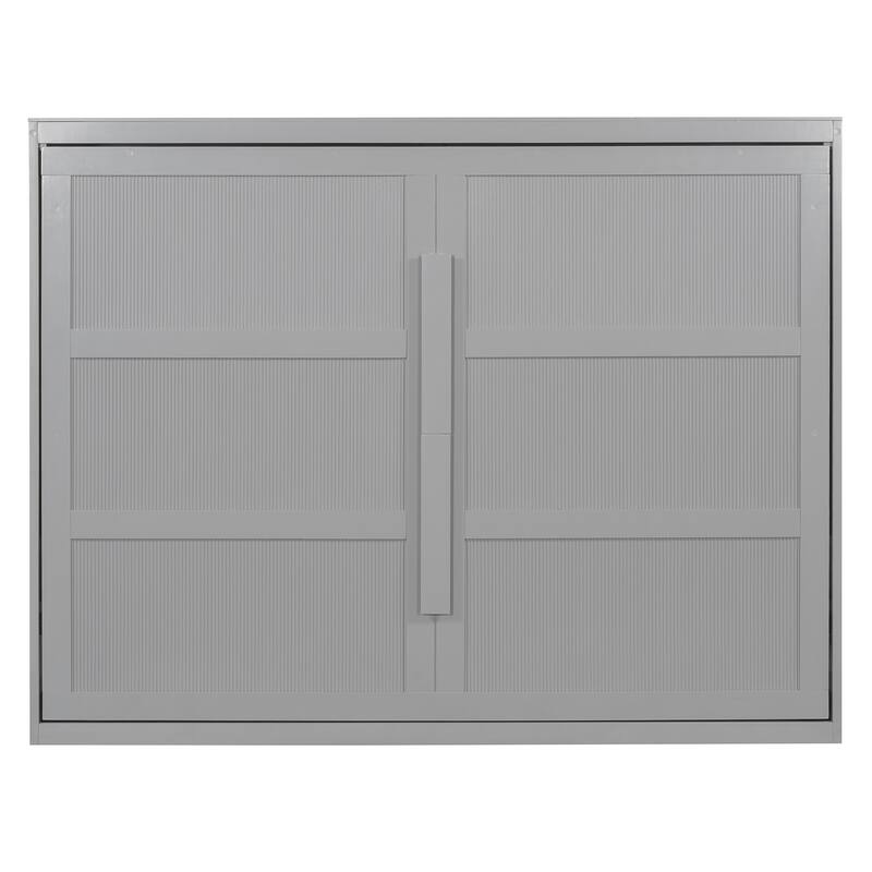 Modern Queen Size Murphy Wall Bed with LED Lights, Space-Saving Design, Gray