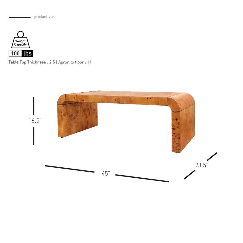 NPD Furniture Adriel Burl Wood Coffee Table