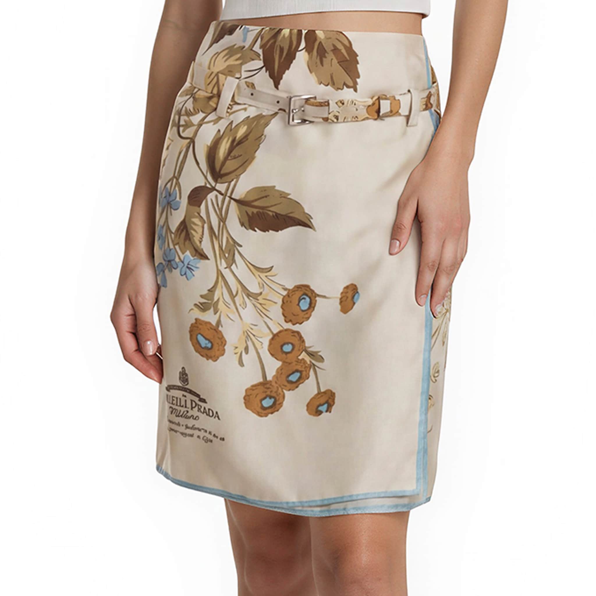 Prada Floral Silk Twill Mini Skirt