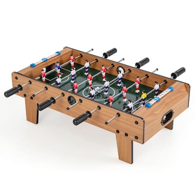 Costway Mini Foosball Table, 27in Soccer Game Table w/ 2 Footballs and