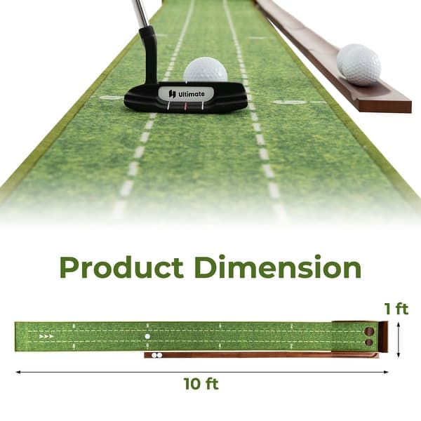 dimension image slide 1 of 3, Costway Putting Green Practice Golf Putting Mat with Auto Ball Return