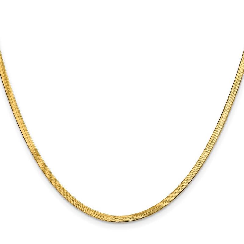 Curata 10k Yellow Gold 2.5mm Silky Herringbone Chain Bracelet Options: 7" 8" 9"