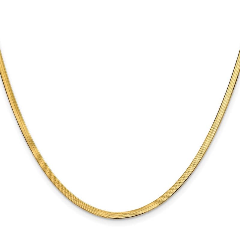 Curata 10k Yellow Gold 2.5mm Silky Herringbone Chain Necklace (Lobster)